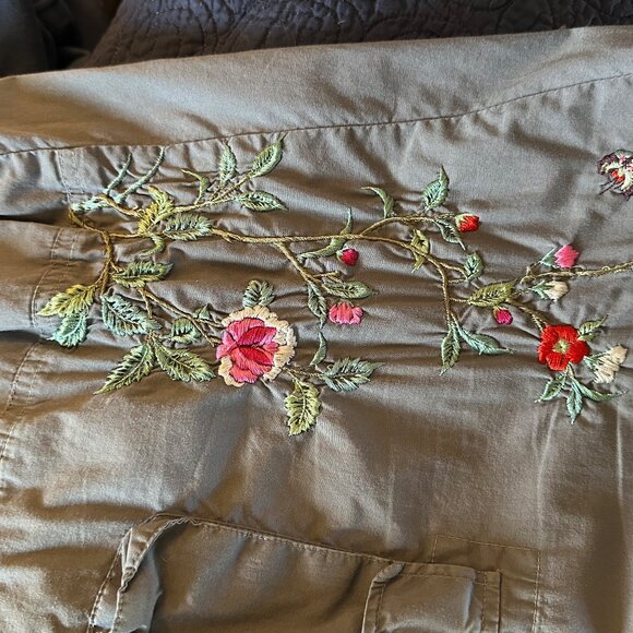 Johnny Was drawstring blue embroidered cargo pants - Picture 2 of 5